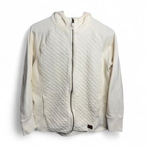 L.L. Bean Quilted Full-Zip Hoodie Jacket Women's Medium Cream High Mock Neck